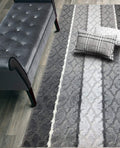 ORFA HOME Custom Cut Hallway Runner Rug, Slip Resistant, 31 Inch Wide X Your Choice of Length, Damask Anthracite, 31 Inch X 16 f