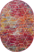 Unique Loom Trellis Frieze Collection Area Rug - Geometric (4 x 6 Oval, Multi/ Ivory)