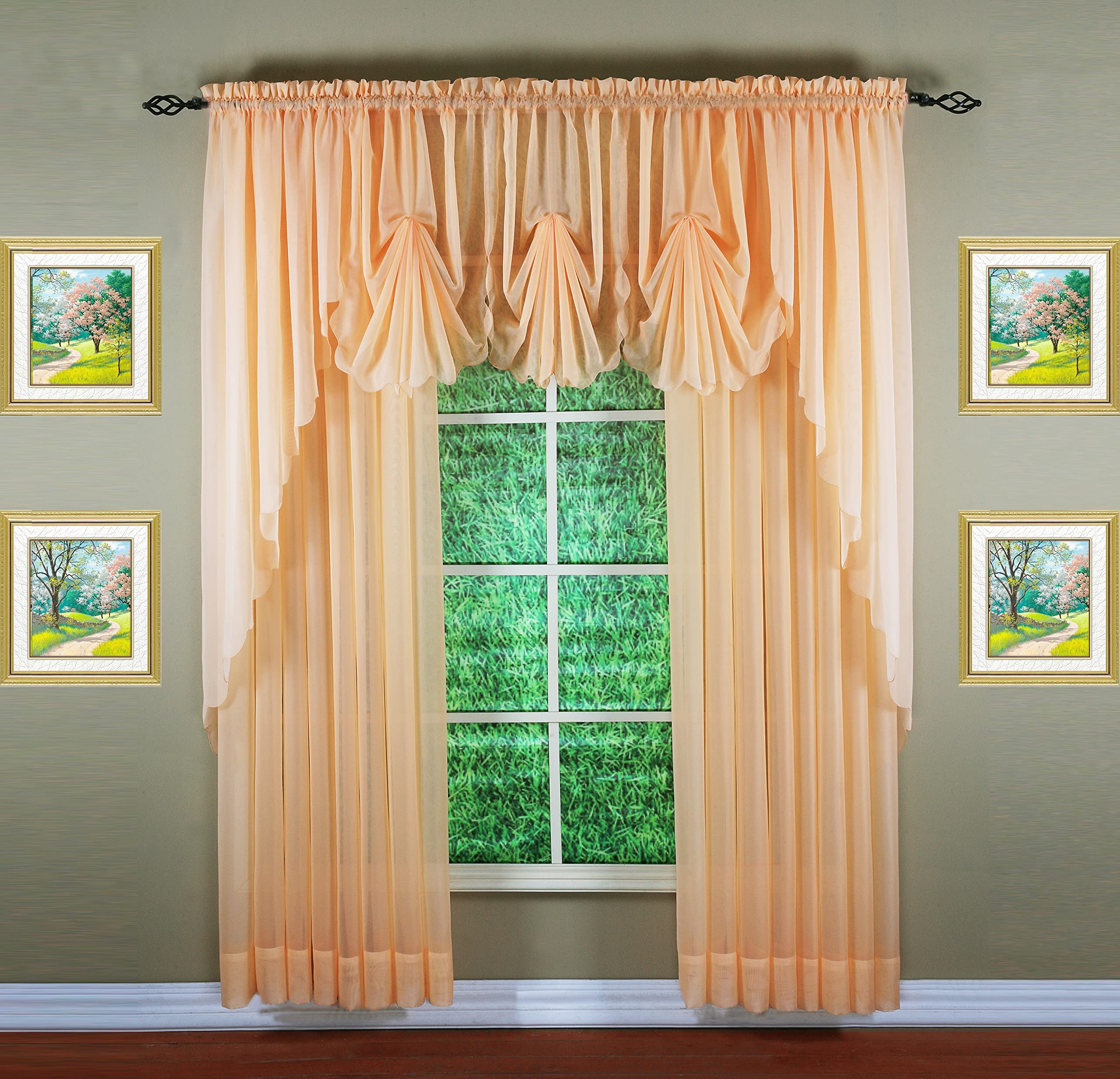 Today'S Curtain Emelia Original Voile Panel 95', Peach, 60' W X 95' L