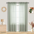 Sage Green Curtains 84 Inch Length for Living Room 2 Panel Sets Rod Pocket Faux Linen Light Green Window Sheer Curtains for Girl
