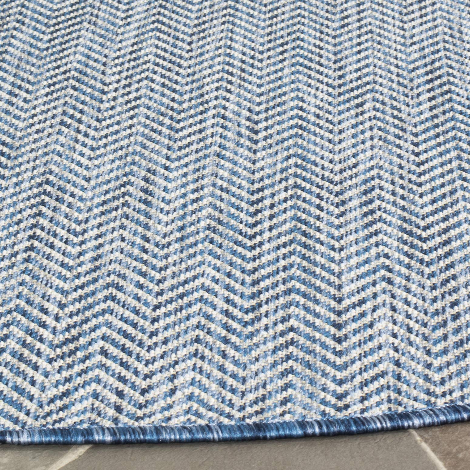 Safavieh Courtyard Collection Area Rug - 10' Round, Navy & Grey, Non-Shedding & Easy Care, Indoor/Outdoor & Washable-Ideal For Patio, Backyard, Mudroom (Cy8022-36821)