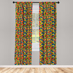Ambesonne Building Blocks Window Curtains, Themed Digital Design Toy Dotted Matching Rectangles Print, Lightweight Decor 2-Panel