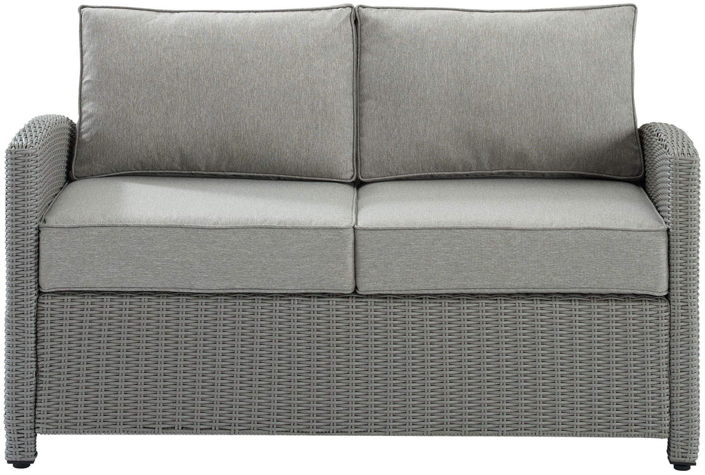 Crosley Furniture Bradenton Wicker Outdoor Loveseat, 2-Person Patio Couch for Porch, Deck, Backyard, Gray with Gray Cushions