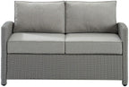 Crosley Furniture Bradenton Wicker Outdoor Loveseat, 2-Person Patio Couch for Porch, Deck, Backyard, Gray with Gray Cushions