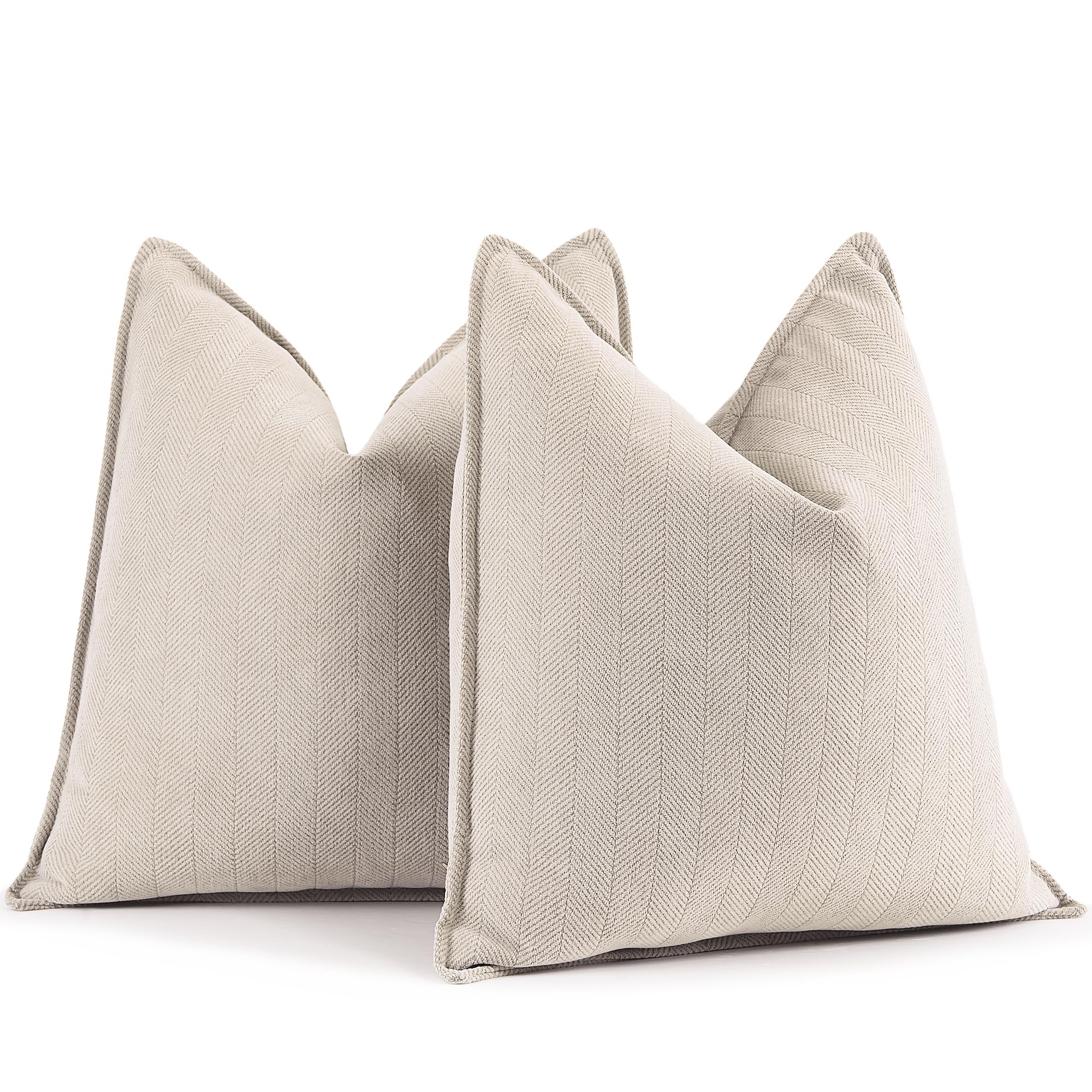 Zwjd Beige Pillow Covers 22X22 Set Of 2 Chenille Pillow Covers With Elegant Design Soft And Luxurious Decorative Throw Pillows F