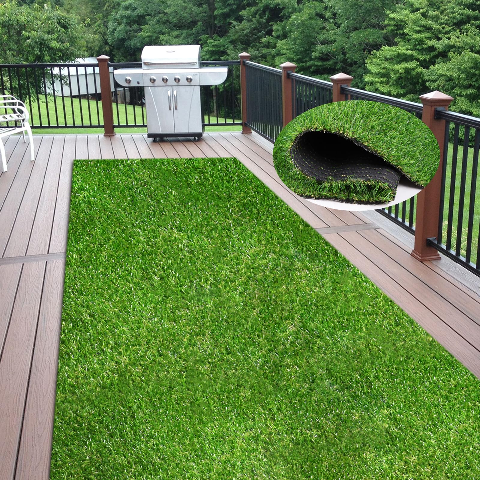 Weidear Artificial Grass 12 Ft X 75 Ft, 0.8 Inch Fake Grass Mat, 4 Tones Synthetic Turf Rug, Indoor Outdoor Turf Grass For Dogs