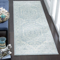 SAFAVIEH Adirondack Collection Runner Rug - 26 x 14, Slate & Ivory, Oriental Medallion Design, Non-Shedding & Easy Care, Ideal