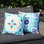 Onway Outdoor Boho Pillow Covers Waterproof 18X18 Set Of 4 Floral Farmhouse Decorative Outdoor Throw Pillows For Bench Couch Pat