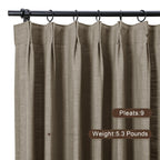 Twopages Dim Grey Linen Pinch Pleat Drape For Dining Room, Room Darkening Light Filtering Double Layer Lined Curtain Window Trea