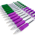Z-Grip Retractable Ballpoint Pen - Economy Teacher'S Pack Of 12-6 X Purple / 6 X Green