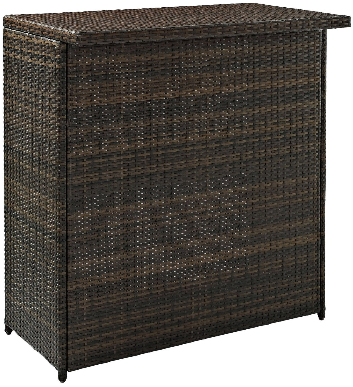 Crosley Furniture Palm Harbor Wicker Outdoor Bar Table with Storage for Backyard, Patio, Deck, Balcony, Brown