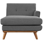 Modway Engage Mid-Century Modern Upholstered Fabric Right-Arm Chaise In Gray