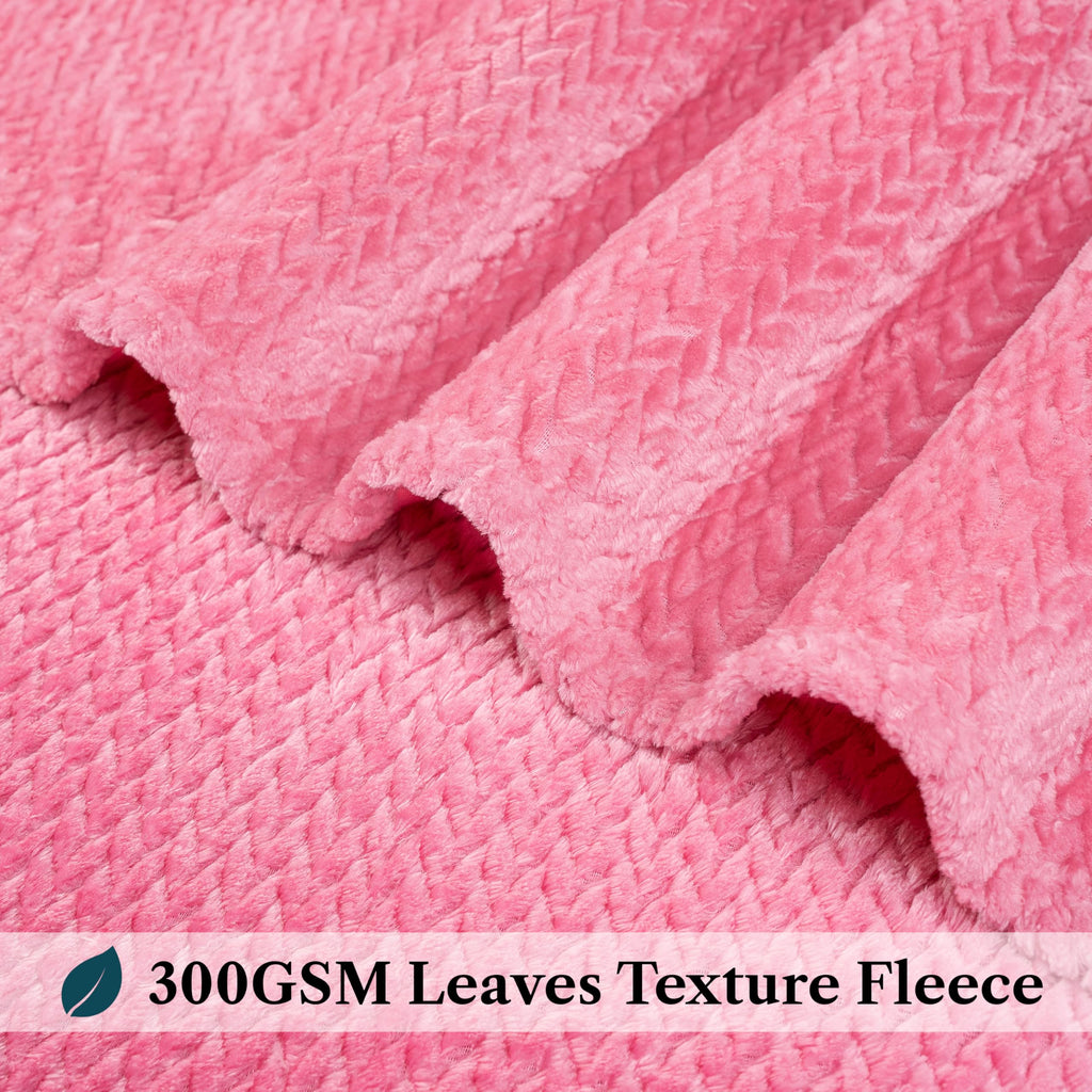 Pavilia Soft Fleece Hot Pink Throw Blanket For Couch, Lightweight Plush Warm Blankets For Bed, Fuzzy Cozy Flannel Blanket Throw