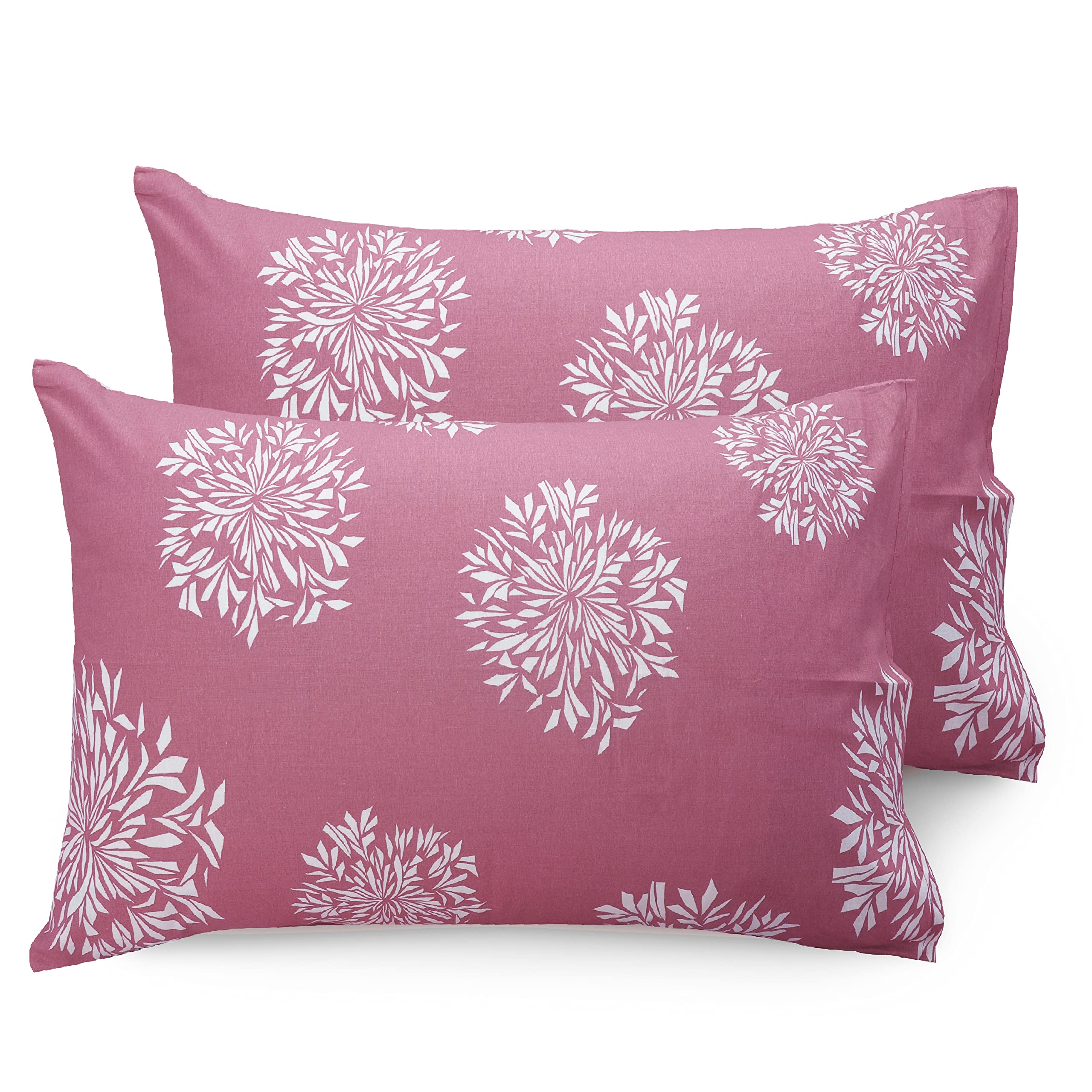 Huesland By Ahmedabad Cotton 144 Tc Cotton Pillow Covers Set Of 2  Mauve