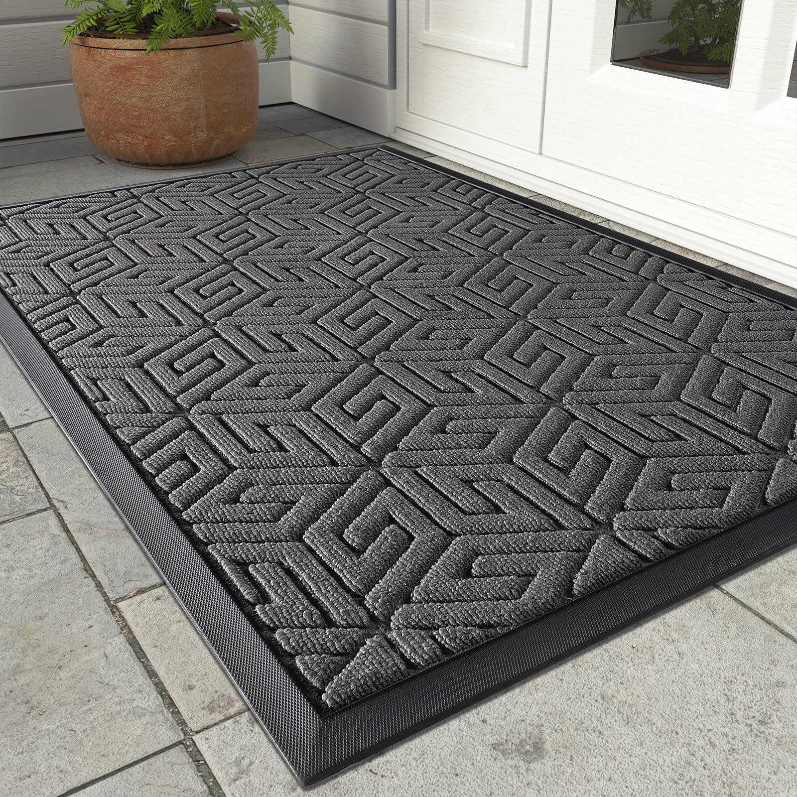 Yimobra Sturdy Front Entrance Door Mat Outdoor Indoor, 36X24 Inch, Heavy Duty Doormat Entryway Floor Mat, Non Slip Rubber Backin