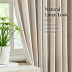 Fmfunctex Linen Pinch Pleated Curtains 96 Inches Long For Living Room, Beige Semi Sheer Pleat Drapes For Bedroom With Hooks, Lig