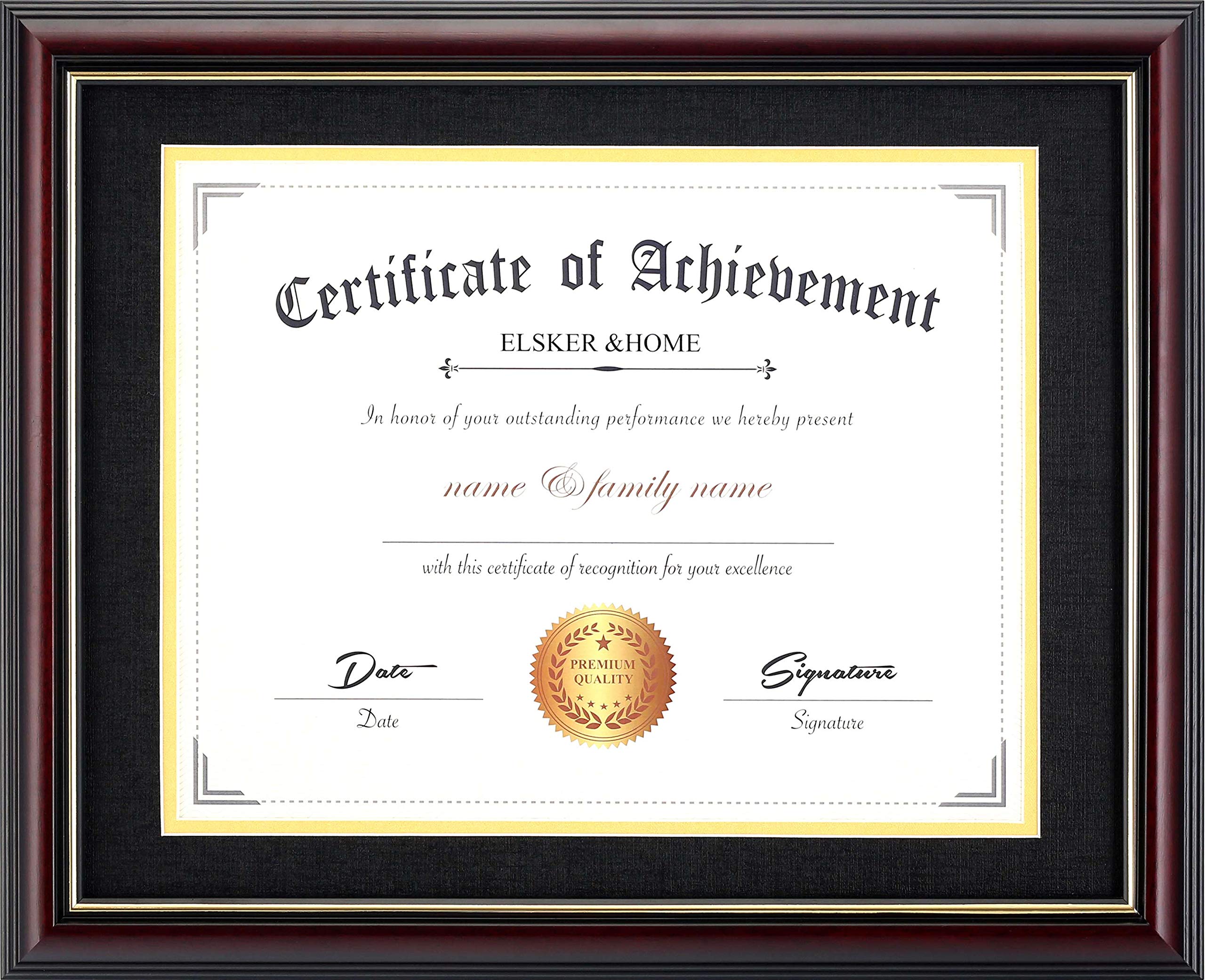 ELSKER&HOME 8.5x11 Diploma Frame - Matte Reddish Brown Wood Color Frame - Made for Certificates&Document Sized 8.5x11 Inch with 