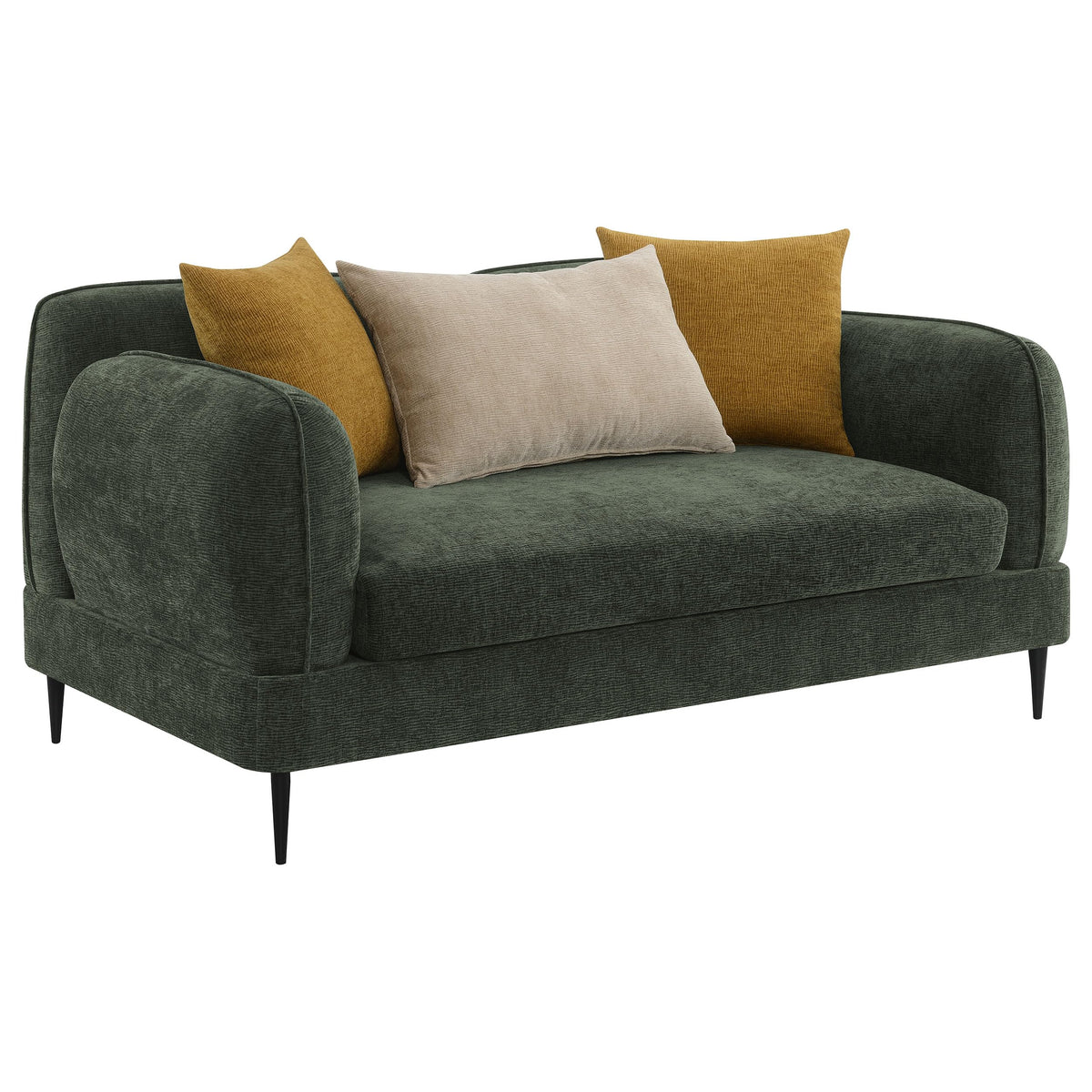 Coaster Home Furnishings Jade Chenille Upholstered Modern Track Arm Loveseat Green