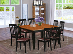 East West Furniture PFAN9-BCH-LC 9 Piece Dining Room Table Set Includes a Square Kitchen Table with Butterfly Leaf and 8 Faux Leather Upholstered Dining Chairs, 54x54 Inch, Black & Cherry