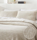 California Design Den Oversized King Duvet Cover Set, 3 Pc Set With Pillow Shams Textured Natural Duvet Cover, 120' X 98' To F