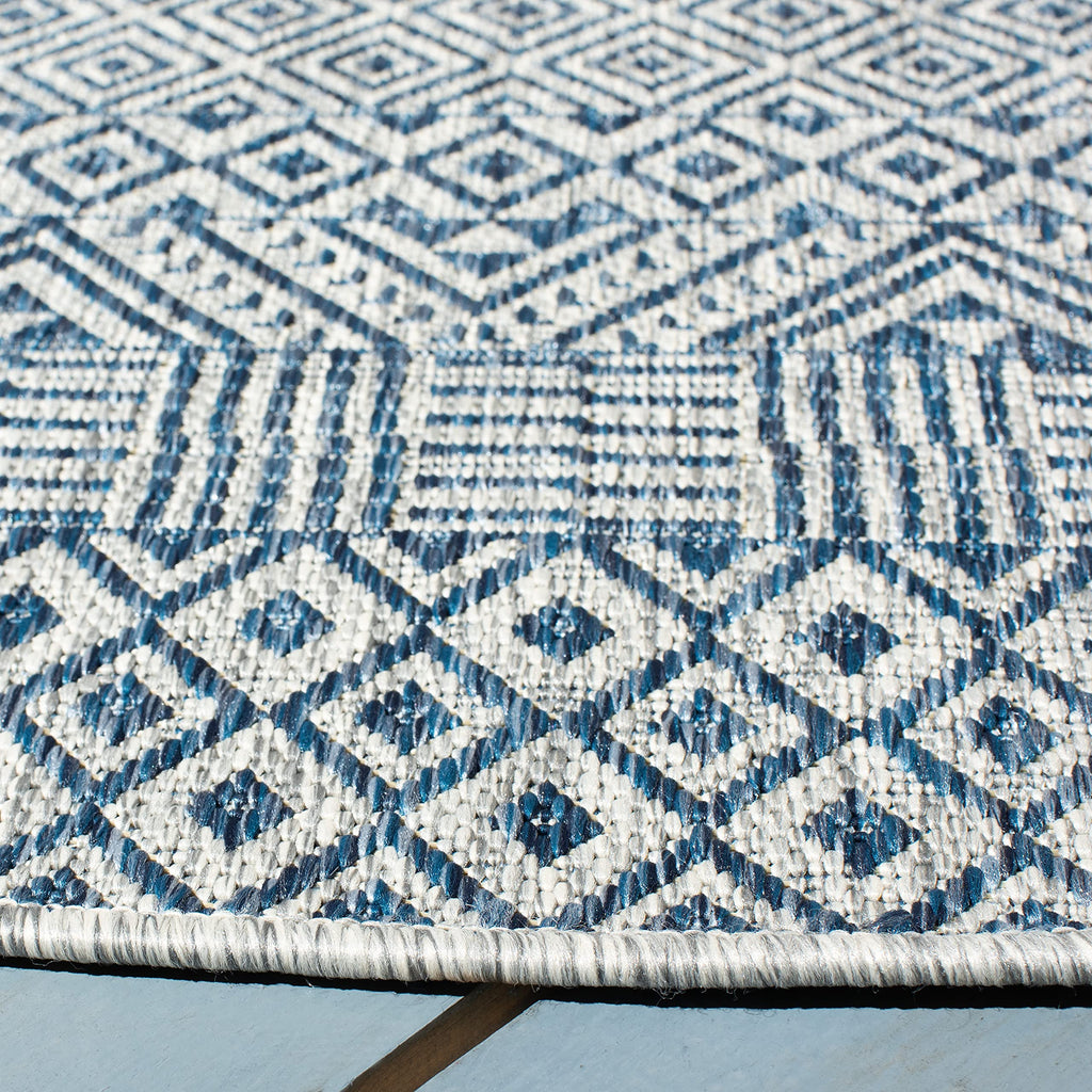 Safavieh Courtyard Collection 5'3' Round Grey/Blue Cy8235 Indoor/ Outside Waterproof Easy Cleansingpatio Backyard Mudroom Area Mat