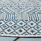 Safavieh Courtyard Collection 5'3' Round Grey/Blue Cy8235 Indoor/ Outside Waterproof Easy Cleansingpatio Backyard Mudroom Area Mat