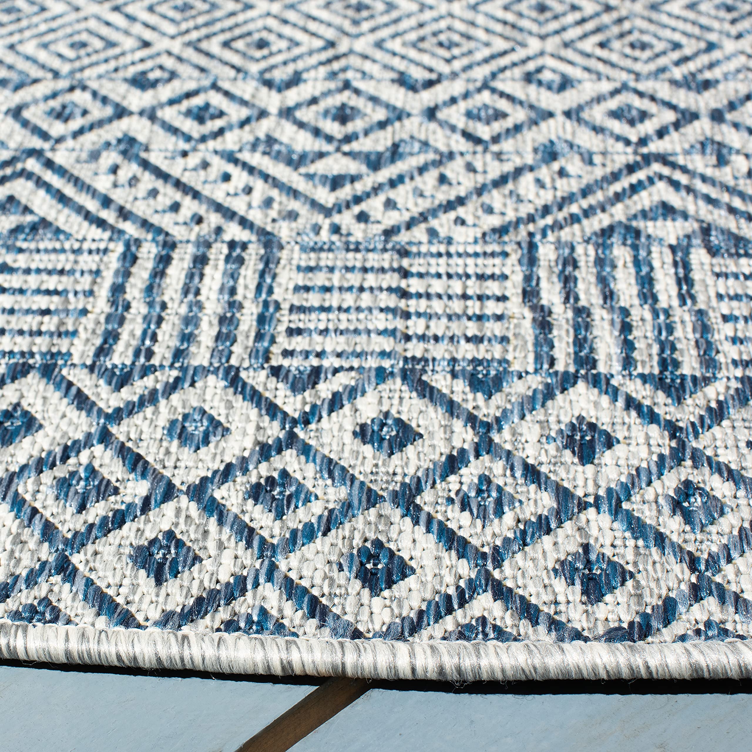 Safavieh Courtyard Collection 5'3' Round Grey/Blue Cy8235 Indoor/ Outside Waterproof Easy Cleansingpatio Backyard Mudroom Area Mat