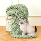 Admitrack Chunky Knit Blanket Throw, 100% Hand Knit Chenille Throw Blanket For Sofa & Home Decor, Soft And Cozy Knitted Throw Bl