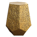 The Urban Port 21-Inch Handcrafted Hexagonal Accent Metal End Table with Engraved Details, Aluminum, Antique Brass