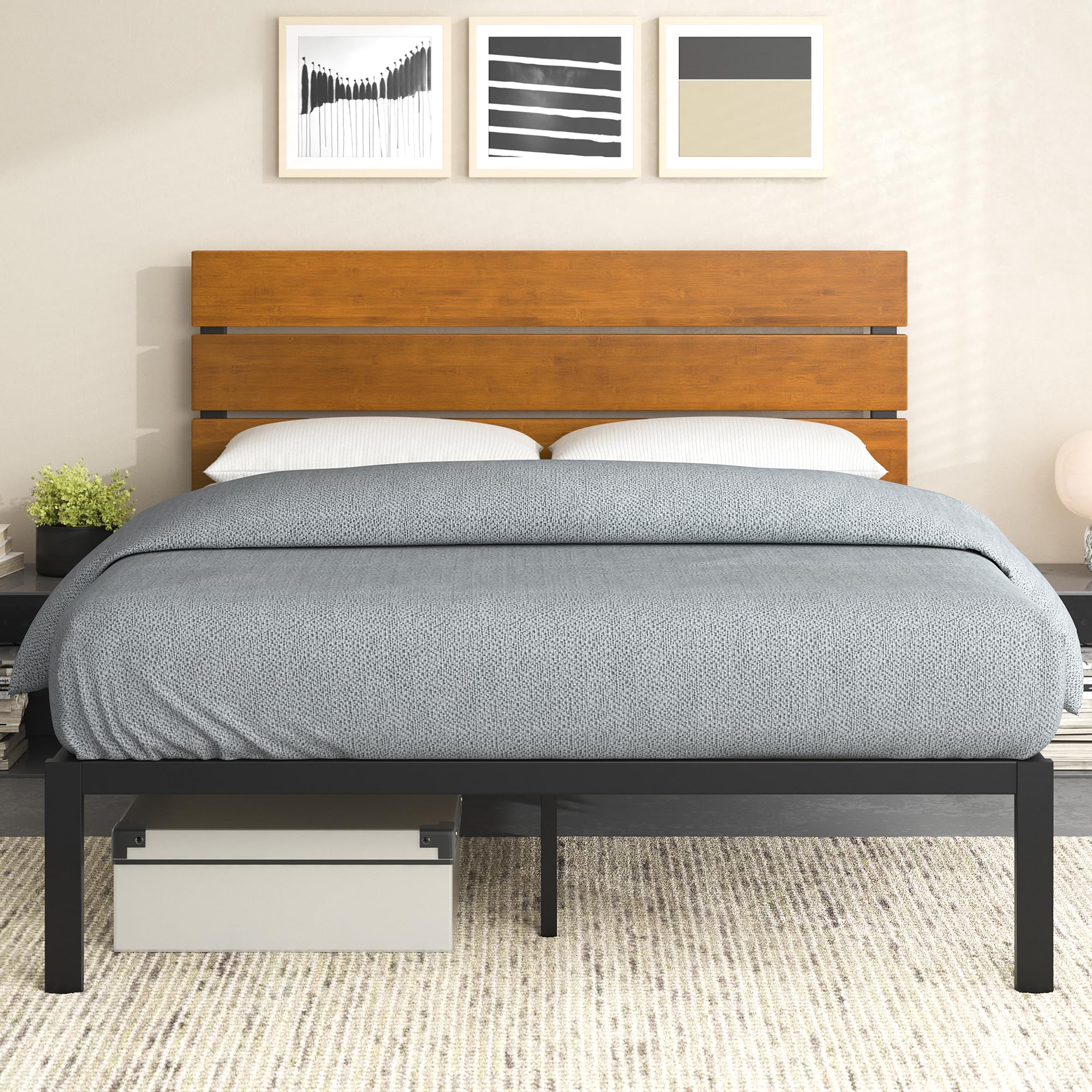 Zinus Paul Platform Bed, Queen, Brown