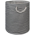 DII Woven Paper Storage Bin, Pinstripe, Black, Large Round