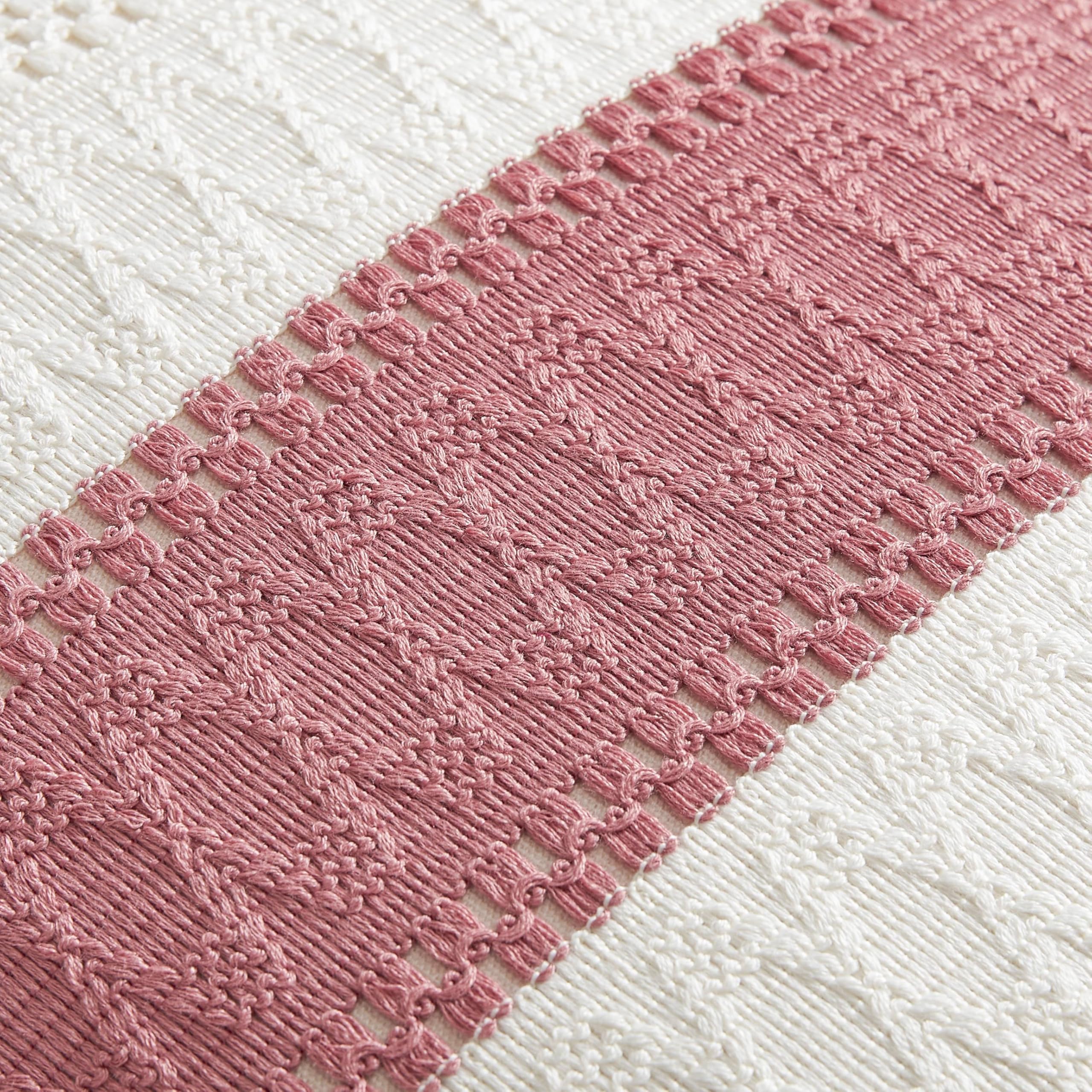 Zeemart 2 Packs Cotton Boho Throw Pillow Covers 20X20 Inch Contrast/Dusty Pink, Soft Farmhouse Decorative Couch Pillow Cases Pink Cushion Covers For Sofa Bed Living Room Home Decor