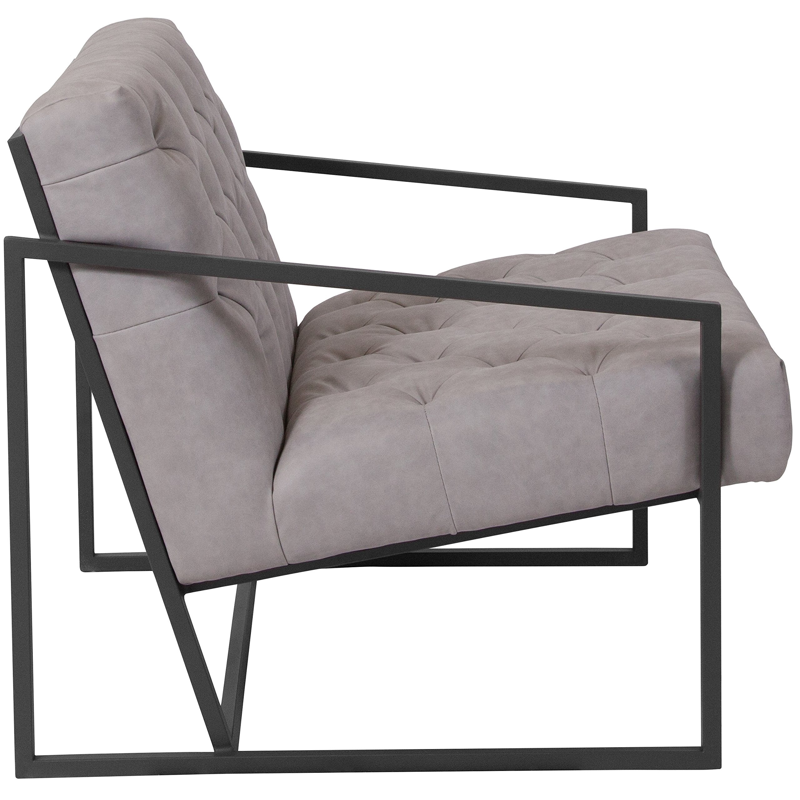 Flash Furniture Hercules Madison Series Retro Light Gray Leathersoft Tufted Lounge Chair