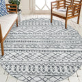 KUTA Boho Round Washable Rugs 5Ft Grey Moroccan Round Area Rugs Non-Slip Soft Distressed Geometric Circle Rugs for Living Room B