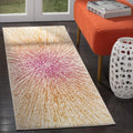SAFAVIEH Evoke Collection 22 x 11 Fuchsia/Cream EVK228R Abstract Burst Non-Shedding Living Room Bedroom Runner Rug