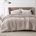 Bedsure Oversized Queen Comforter Set - Warm Taupe Soft Bedding for All Seasons, Cationic Dyed Bed Set, 3 Pieces, 1 Oversized Qu