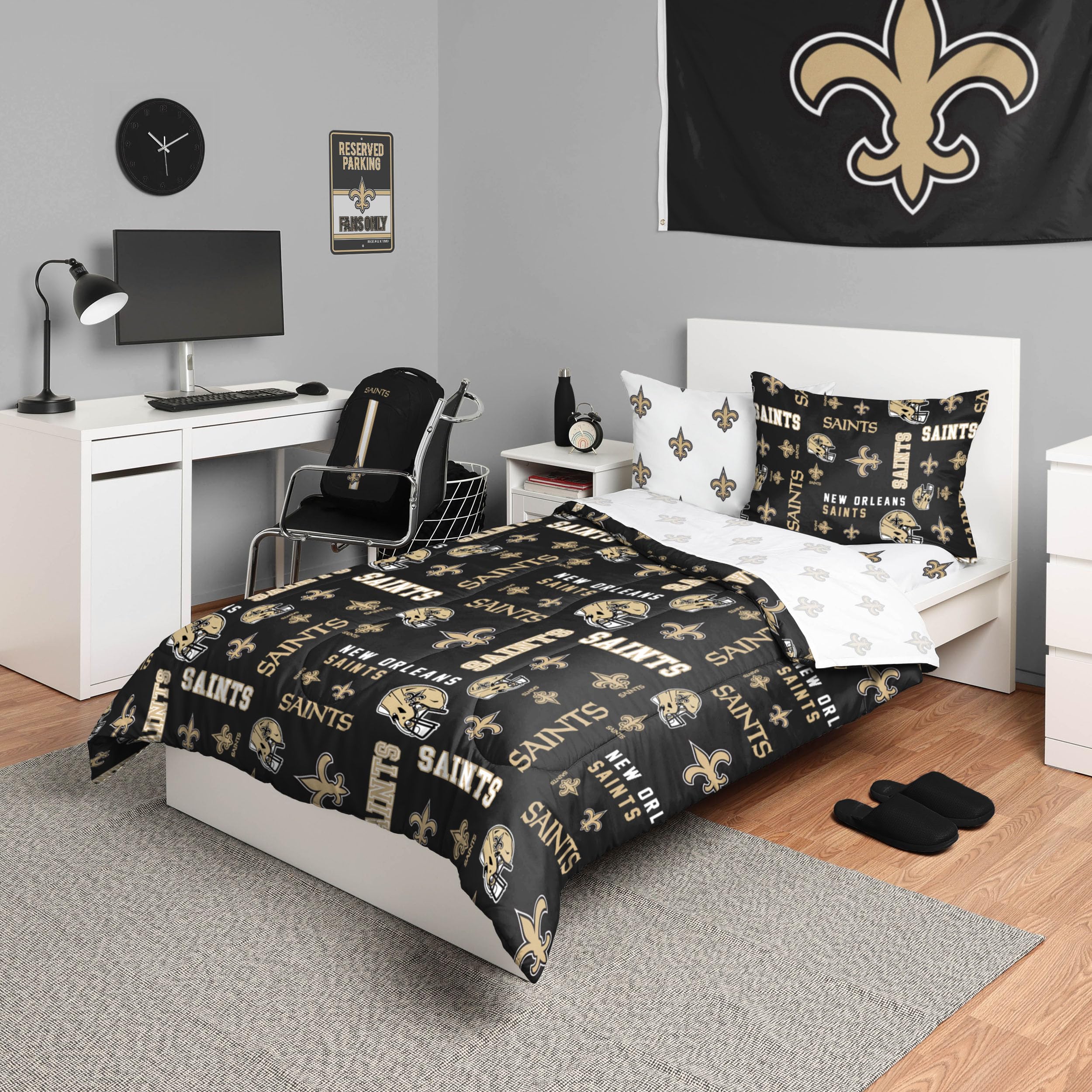 Foco New Orleans Saints Nfl Team Color Bed In A Bag Comforter Bedding 5 Piece Twin Set