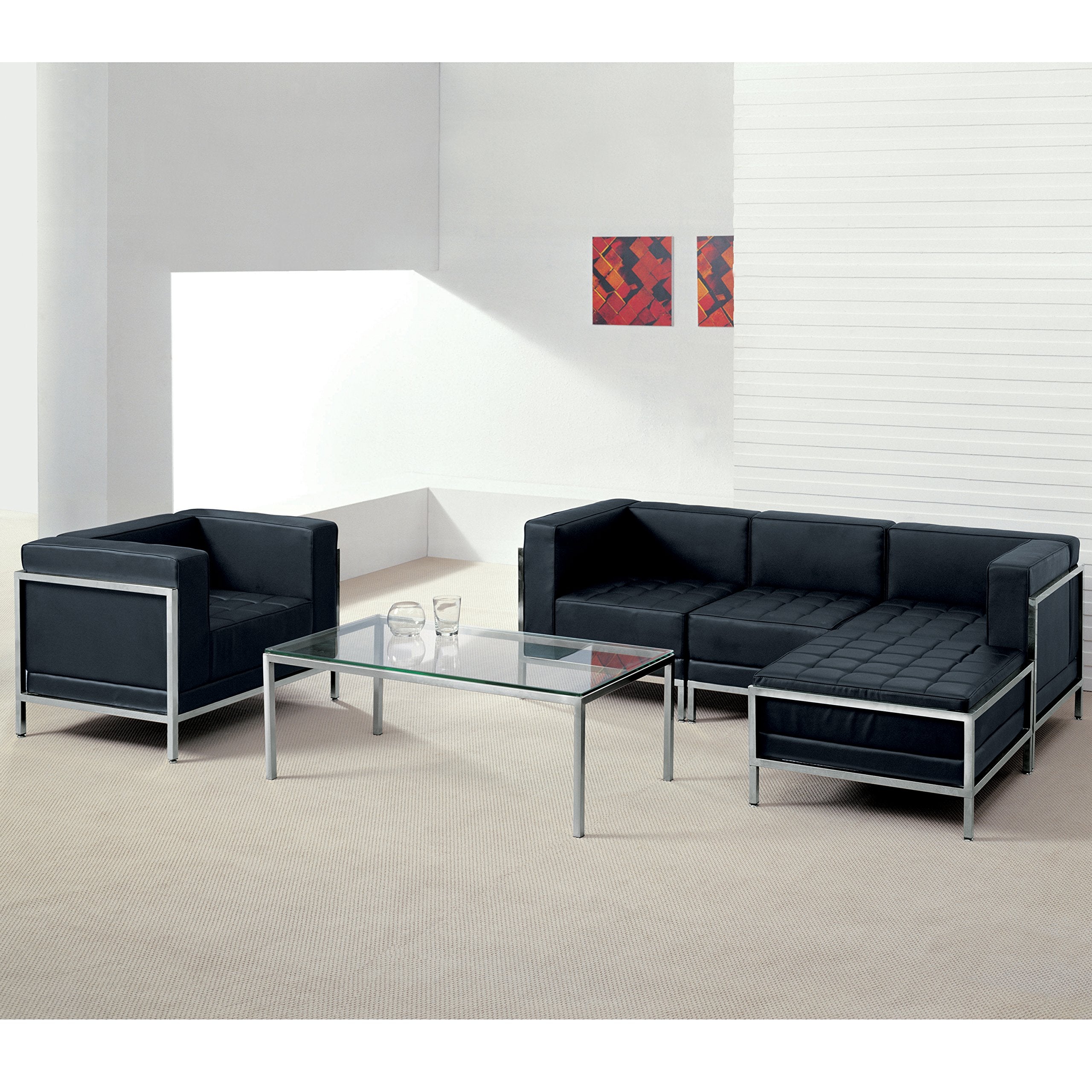 Flash Furniture HERCULES Imagination Series Contemporary Black LeatherSoft Middle Chair