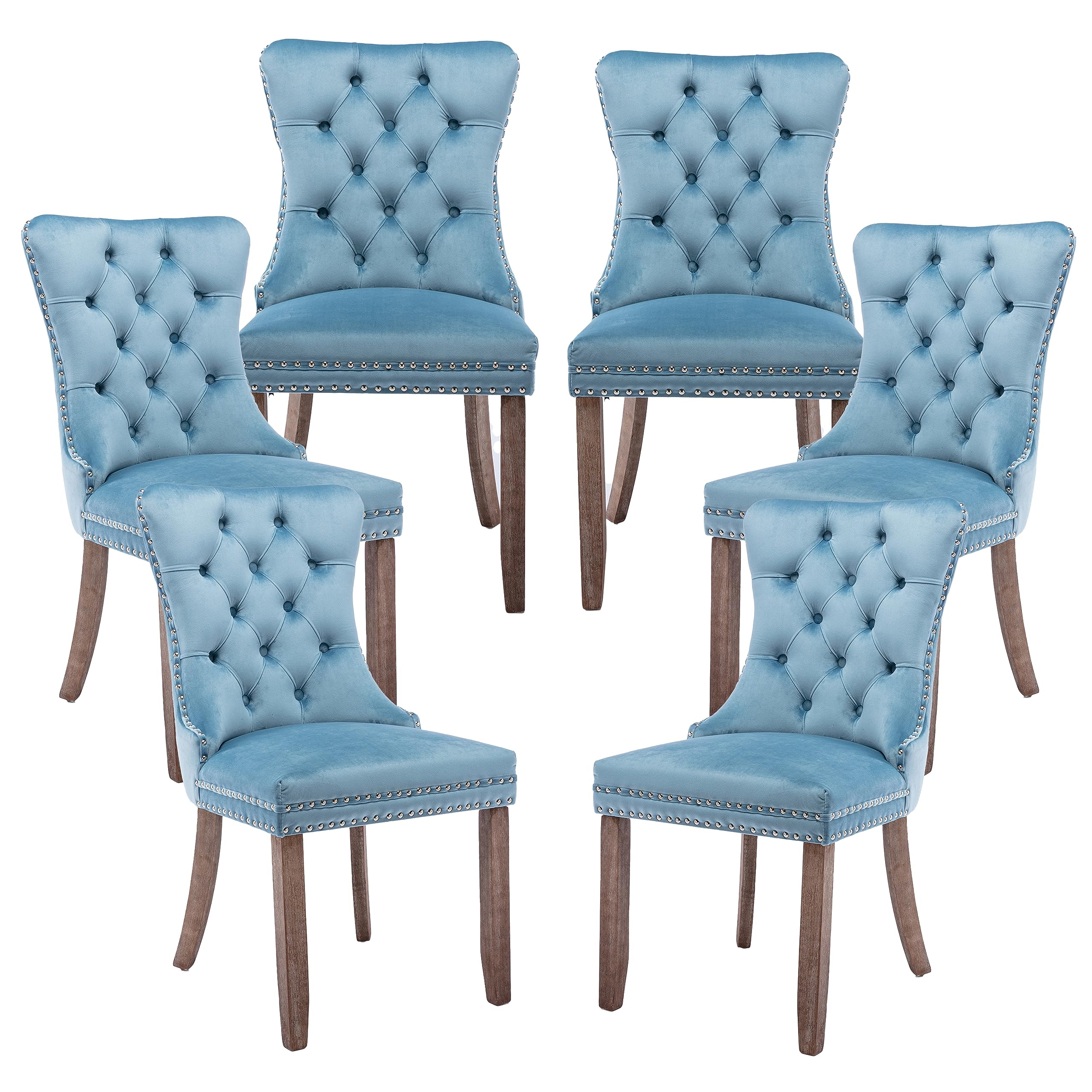 Lktart Dining Room Chairs Set Of 6, Velvet Upholstered Dining Chairs With Tufted Back And Solid Wood Legs For Kitchen Bedroom Di