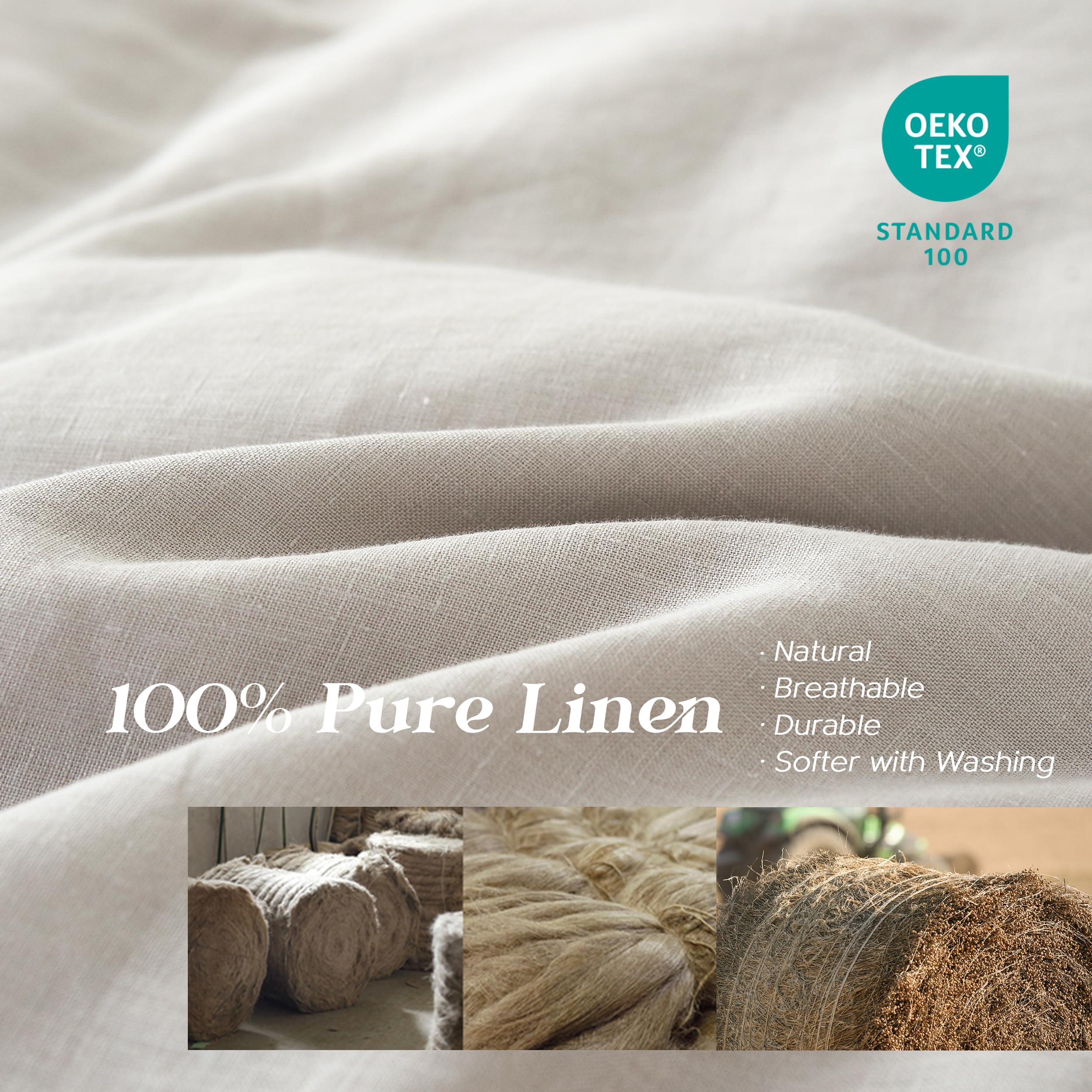 Simple&Opulence 100% Linen Duvet Cover Set, Pure Natural French Flax Light Grey Duvet Cover Twin Size, Breathable Soft Comfy Lin