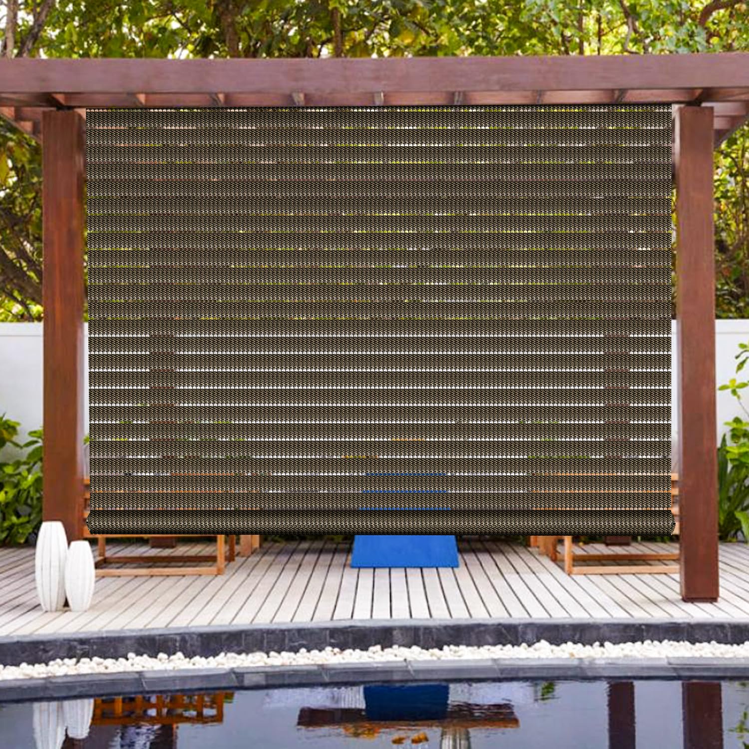 Patio Paradise Shades Roll Up Outdoor 5 Wx5.5 H Roller Shade Exterior Patio Blinds for Outside Porch Deck Balcony Pergola Carp