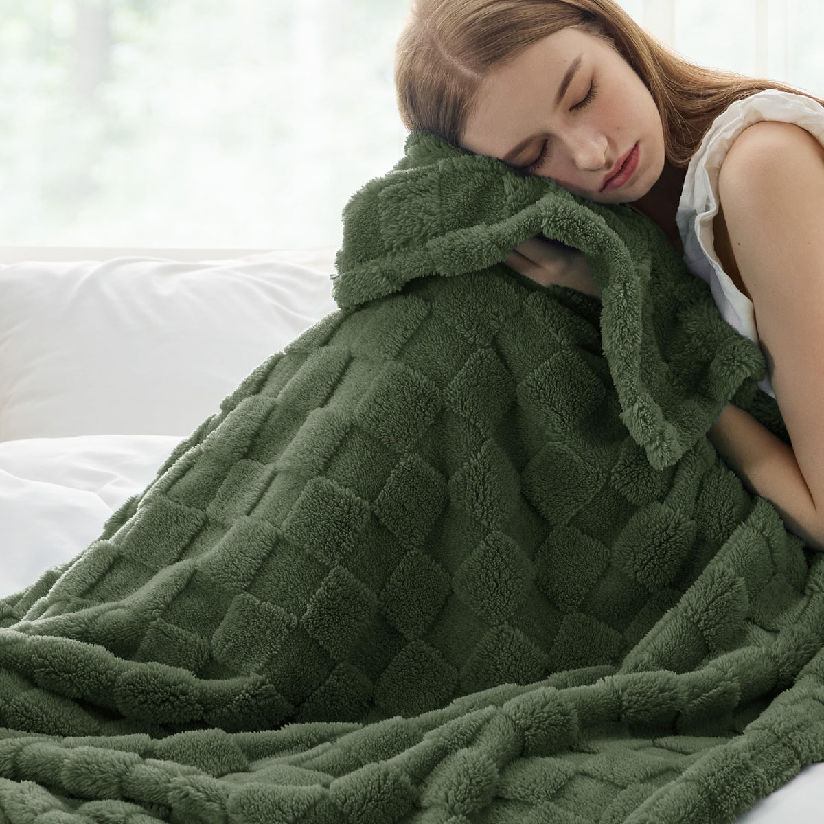 Bedsure Bronze Green Fleece Blanket For Couch - Super Soft Cozy Blankets For Women, Cute Small Blanket For Girls, 50X60 Inches