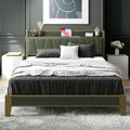 Likimio Queen Bed Frame, Storage Headboard With Charging Station, Solid And Stable, Noise Free, No Box Spring Needed, Easy Assembly (Dark Green)