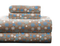 Pointehaven Heavy Weight Flannel Cotton Sheet Set, Twin Xl, Snow Flakes/Tan