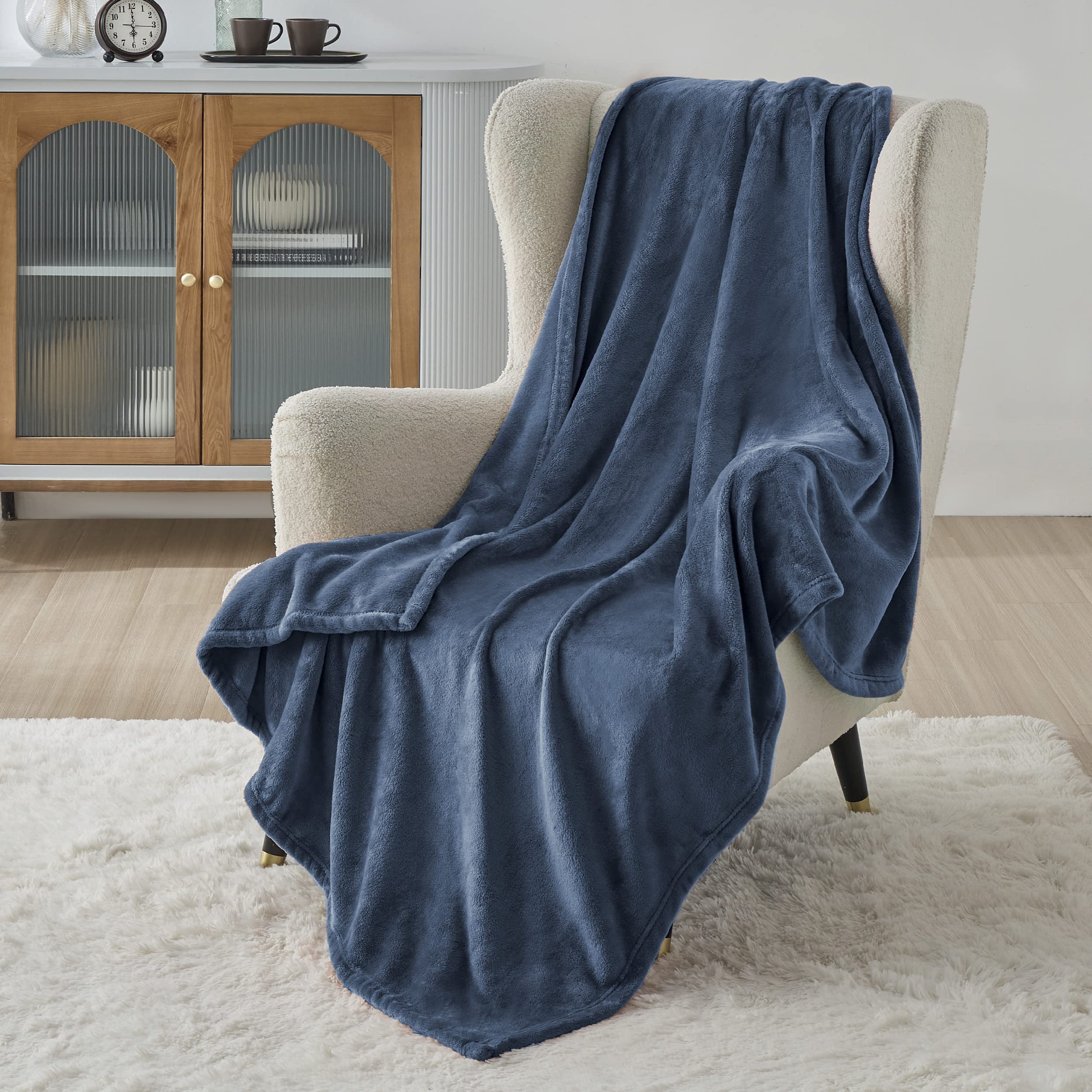 Bedsure Fleece Blanket Twin Blanket - Mineral Blue Lightweight Blanket For Sofa, Couch, Bed, Camping, Travel - Super Soft Cozy M