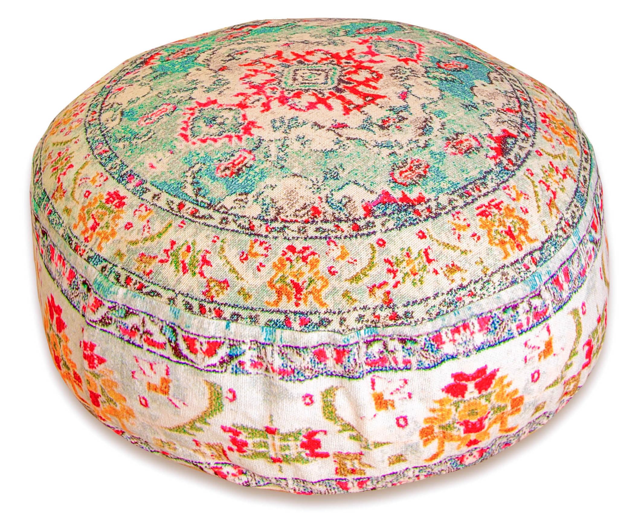 Mandala Life ART Large Floor Pillow Cover Yellow Round Pouf Ottoman Indian Floor Cushion Boho Chic Perfect Vintage Cushion for L