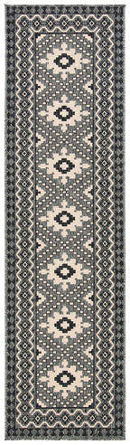 Safavieh Veranda Collection Runner Rug - 2'3' X 22', Ivory & Charcoal, Boho Design, Non-Shedding & Easy Care, Indoor/Outdoor &