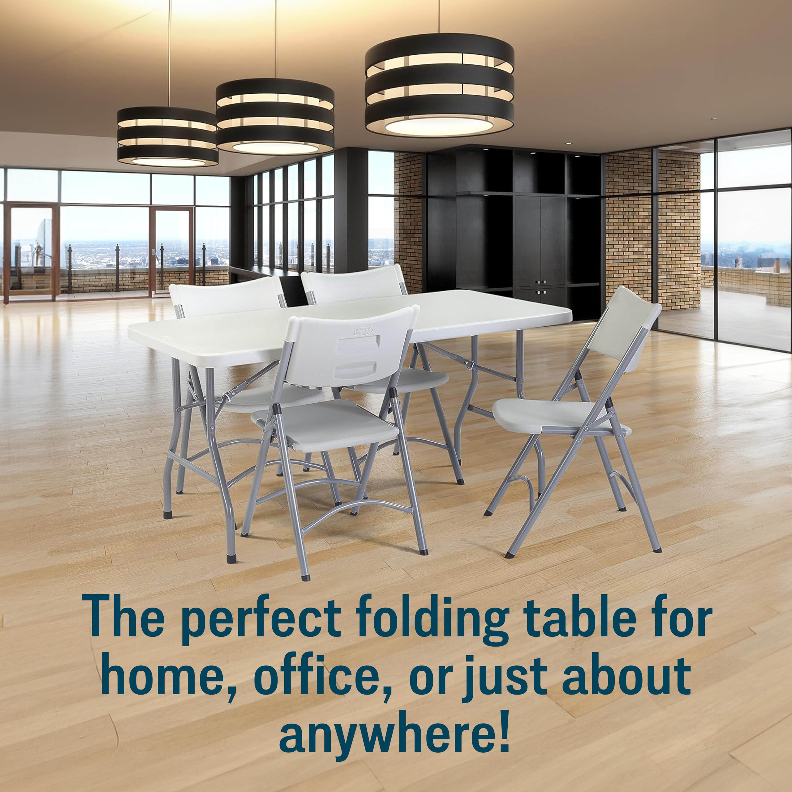 National Public Seating BT3000 Series 30 x 60 Inch Heavy Duty Blow-Molded Plastic Folding Table with Gravity Slide Lock for Banquets, Speckled Grey