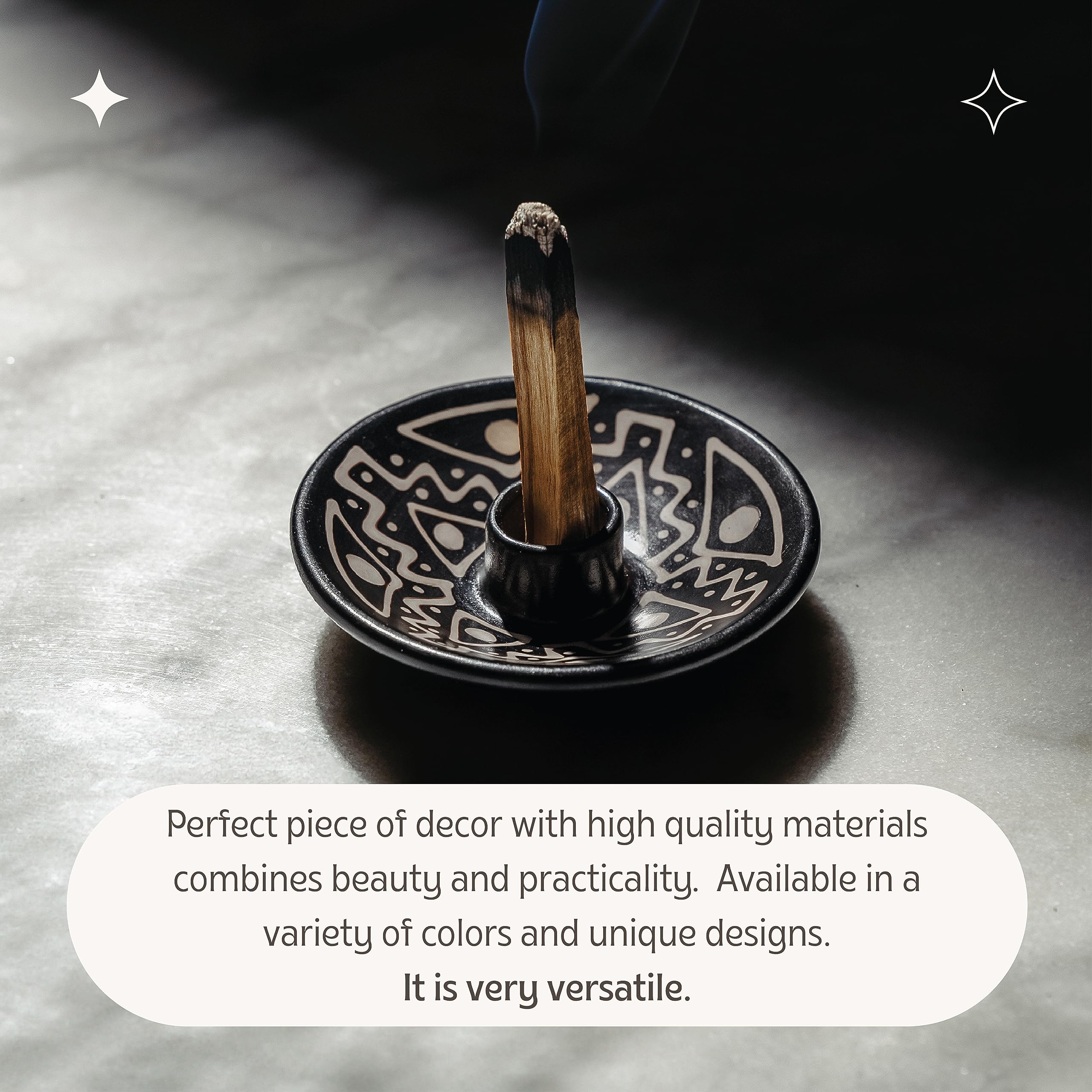 Luna Sundara Authentic Peru Pottery Palo Santo Stick Holder And Incense Holder Includes 5 Palo Santo Sticks Handmade Ceramic Smu