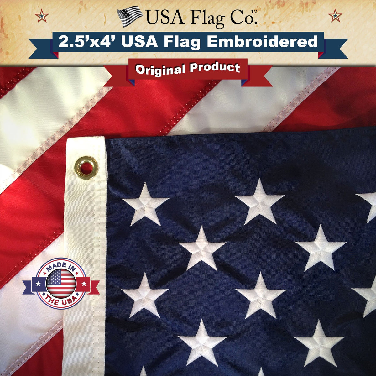 Stars And Stripes American Flag By Usa Flag Co. (Made In Usa) The Best 2.5X4 Embroidered Stars And Sewn Stripes United States Fl